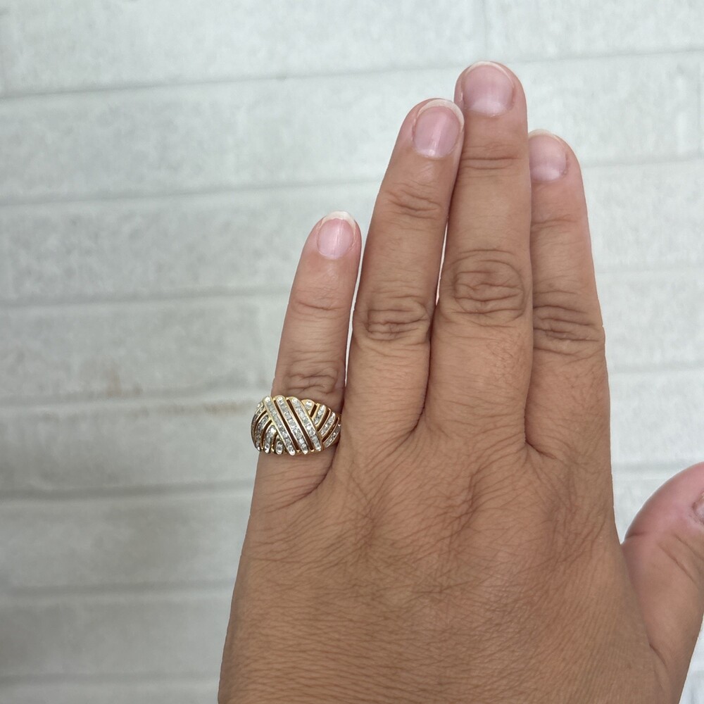 1/2 tcw Gold over Sterling Silver Genuine Diamond Dome Ring Channel Set Size 7 - Picture 10 of 13